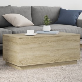Mesa de centro con luces LED roble Sonoma 90x50x40 cm de , Mesas de centro - Ref: Foro24-839877, Precio: 51,97 €, Descuento: %