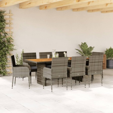Set comedor jardín 9 pzas y cojines ratán sintético gris de , Conjuntos de jardín - Ref: Foro24-3213513, Precio: 663,94 €, De...