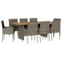 Set comedor jardín 9 pzas y cojines ratán sintético gris de , Conjuntos de jardín - Ref: Foro24-3213513, Precio: 663,94 €, De...