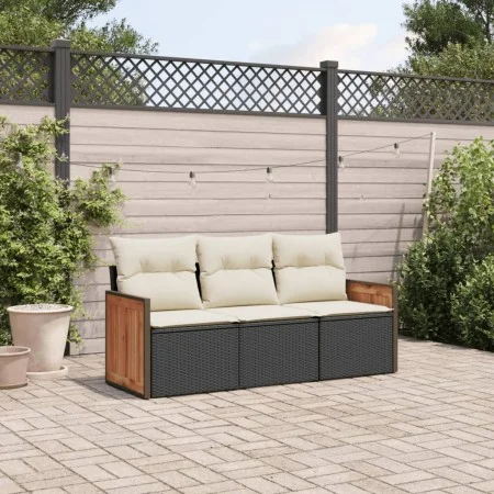Garden sofa set with cushions 3 pieces black synthetic rattan by , Garden sets - Ref: Foro24-3259837, Price: 212,80 €, Discou...
