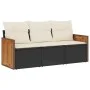 Garden sofa set with cushions 3 pieces black synthetic rattan by , Garden sets - Ref: Foro24-3259837, Price: 212,80 €, Discou...