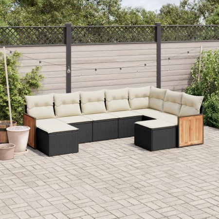 Set de sofás de jardín 8 piezas y cojines ratán sintético negro de , Conjuntos de jardín - Ref: Foro24-3260621, Precio: 529,0...