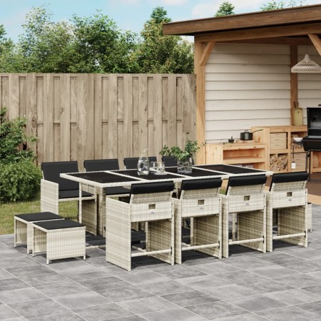 Set comedor jardín y cojines 13 pzas ratán sintético gris claro de , Conjuntos de jardín - Ref: Foro24-3211163, Precio: 728,4...
