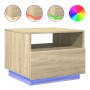 Mesa de centro con luces LED roble Sonoma 50x49x40 cm de , Mesas de centro - Ref: Foro24-839828, Precio: 69,18 €, Descuento: %