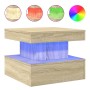 Mesa de centro con luces LED roble Sonoma 50x50x40 cm de , Mesas de centro - Ref: Foro24-839842, Precio: 63,49 €, Descuento: %