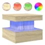 Mesa de centro con luces LED roble Sonoma 50x50x40 cm de , Mesas de centro - Ref: Foro24-839842, Precio: 62,24 €, Descuento: %