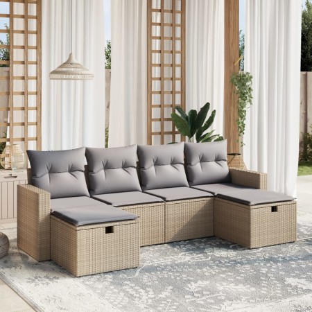 Juego de sofás jardín con cojines beige mezcla 6 pzas ratán PE de , Conjuntos de jardín - Ref: Foro24-3263545, Precio: 364,13...