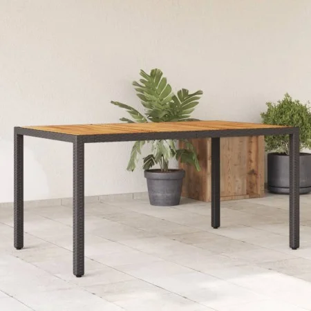 Mesa de jardín superficie madera acacia ratán negro 150x90x75cm de , Mesas de jardín - Ref: Foro24-365535, Precio: 167,02 €, ...