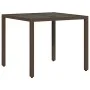 Garden table glass surface PE rattan brown 90x90x75 cm by , Garden tables - Ref: Foro24-365528, Price: 111,70 €, Discount: %