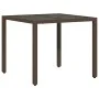 Garden table glass surface PE rattan brown 90x90x75 cm by , Garden tables - Ref: Foro24-365528, Price: 111,70 €, Discount: %