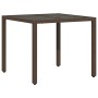 Mesa de jardín superficie de vidrio ratán PE marrón 90x90x75 cm de , Mesas de jardín - Ref: Foro24-365528, Precio: 99,57 €, D...