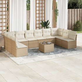 Set de sofás de jardín 11pzas con cojines ratán sintético beige en Conjuntos de jardín | Comprar online en Foru.es