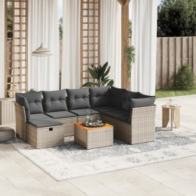 Set de sofás de jardín 8 pzas y cojines ratán sintético gris de , Conjuntos de jardín - Ref: Foro24-3264742, Precio: 445,95 €...