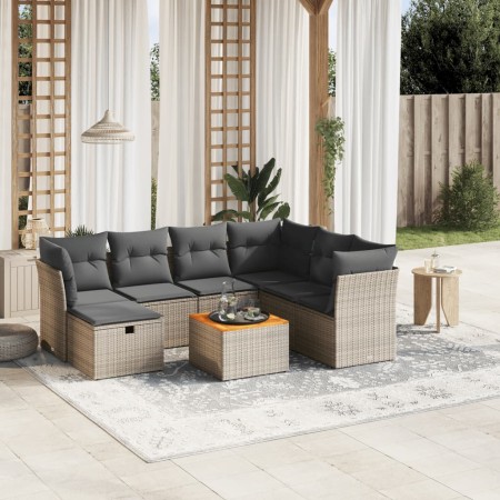 Set de sofás de jardín 8 pzas y cojines ratán sintético gris de , Conjuntos de jardín - Ref: Foro24-3264742, Precio: 445,95 €...