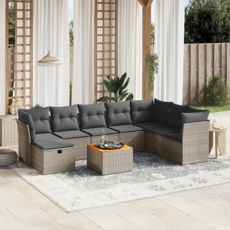 Set de muebles de jardín 9 pzas y cojines ratán sintético gris de , Conjuntos de jardín - Ref: Foro24-3264763, Precio: 510,10...