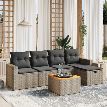 Set de muebles de jardín 6 pzas y cojines ratán sintético gris de , Conjuntos de jardín - Ref: Foro24-3264833, Precio: 331,39...