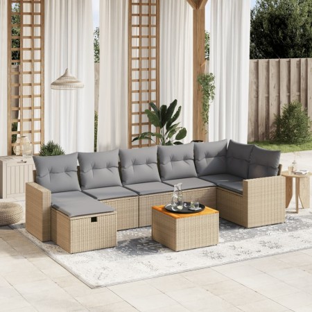 Juego de sofás jardín con cojines beige mezcla 8 pzas ratán PE de , Conjuntos de jardín - Ref: Foro24-3264846, Precio: 485,77...
