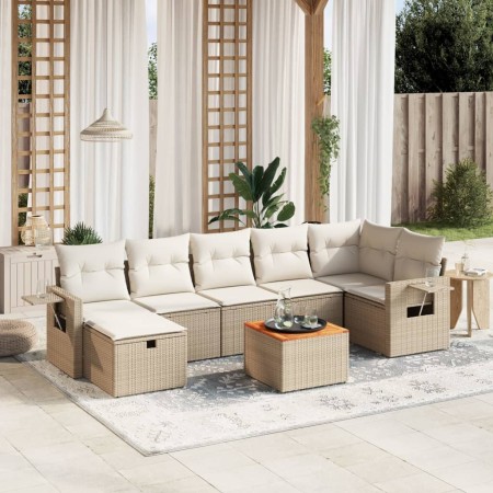 Juego de sofás de jardín con cojines beige 8 pzas ratán PE de , Conjuntos de jardín - Ref: Foro24-3264957, Precio: 506,95 €, ...