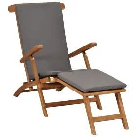 Sun lounger with dark gray cushion solid teak wood by vidaXL, Loungers - Ref: Foro24-47409, Price: 241,72 €, Discount: %