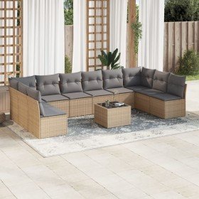 Set de sofás de jardín 11pzas con cojines ratán sintético beige en Conjuntos de jardín | Comprar online en Foru.es