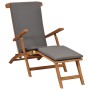 Tumbona con cojín gris oscuro madera maciza de teca de vidaXL, Tumbonas - Ref: Foro24-47409, Precio: 260,22 €, Descuento: %