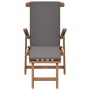 Tumbona con cojín gris oscuro madera maciza de teca de vidaXL, Tumbonas - Ref: Foro24-47409, Precio: 260,22 €, Descuento: %