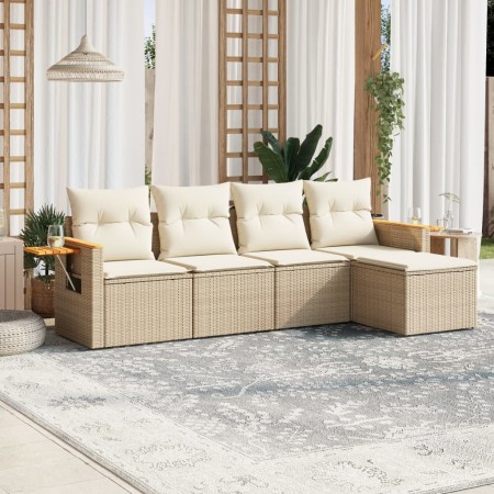 Juego de sofás jardín con cojines 5 pzas ratán sintético beige de , Conjuntos de jardín - Ref: Foro24-3226758, Precio: 354,64...