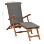 Tumbona con cojín gris oscuro madera maciza de teca de vidaXL, Tumbonas - Ref: Foro24-47409, Precio: 260,22 €, Descuento: %