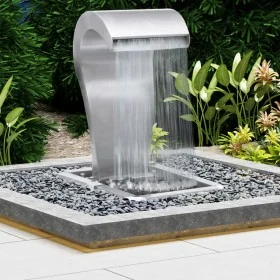 Cascada de jardín acero inoxidable plateado 52,4x34,2x82 cm de vidaXL, Fuentes y cascadas - Ref: Foro24-48093, Precio: 415,18...