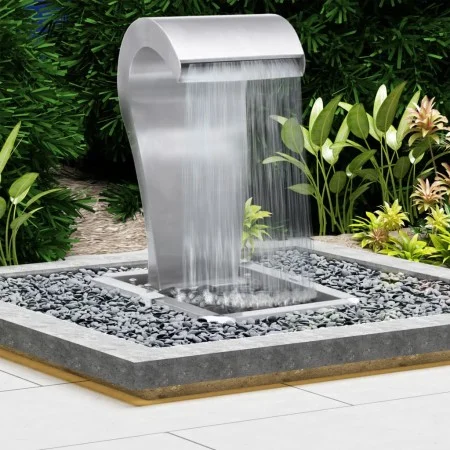Cascada de jardín acero inoxidable plateado 52,4x34,2x82 cm de vidaXL, Fuentes y cascadas - Ref: Foro24-48093, Precio: 415,18...