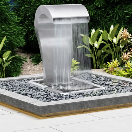 Cascada de jardín acero inoxidable plateado 52,4x34,2x82 cm de vidaXL, Fuentes y cascadas - Ref: Foro24-48093, Precio: 451,40...