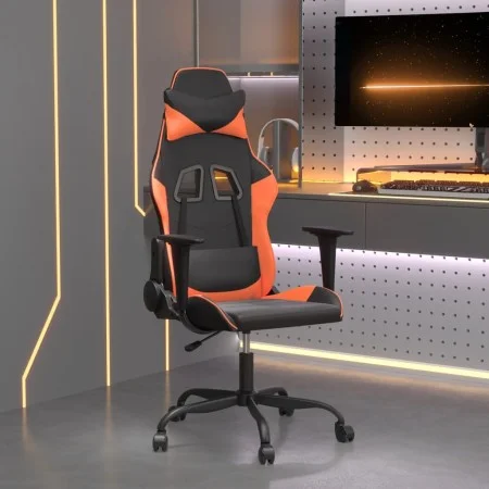 Silla gaming de masaje cuero sintético negro y naranja de , Sillones para videojuegos - Ref: Foro24-345405, Precio: 108,11 €,...