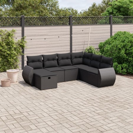 Set de comedor de jardín 7 pzas y cojines ratán sintético negro de , Conjuntos de jardín - Ref: Foro24-3264141, Precio: 462,1...