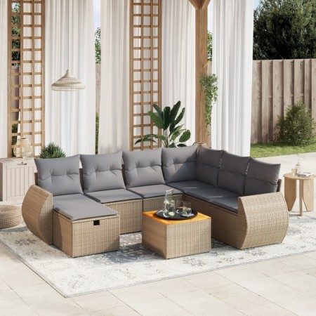 Juego de sofás jardín con cojines beige mezcla 8 pzas ratán PE de , Conjuntos de jardín - Ref: Foro24-3265077, Precio: 498,39...