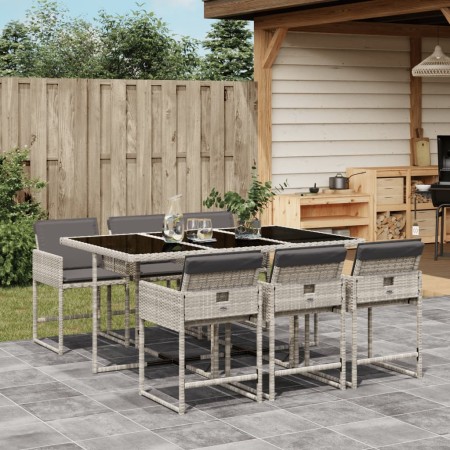 Set comedor jardín 7 pzas y cojines ratán sintético gris claro de , Conjuntos de jardín - Ref: Foro24-3211271, Precio: 404,71...