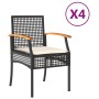 Sillas de jardín con cojín 4 uds ratán PE negro y madera acacia de , Sillas de jardín - Ref: Foro24-366251, Precio: 195,92 €,...