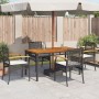 Sillas de jardín con cojín 4 uds ratán PE negro y madera acacia de , Sillas de jardín - Ref: Foro24-366251, Precio: 195,92 €,...