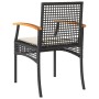 Sillas de jardín con cojín 4 uds ratán PE negro y madera acacia de , Sillas de jardín - Ref: Foro24-366251, Precio: 195,92 €,...