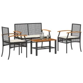 Juego de jardín con cojines 4 piezas ratán sintético negro de , Conjuntos de jardín - Ref: Foro24-366266, Precio: 227,07 €, D...