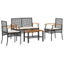 Juego de jardín con cojines 4 piezas ratán sintético negro de , Conjuntos de jardín - Ref: Foro24-366266, Precio: 191,82 €, D...
