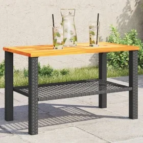 Mesa de jardín ratán sintético madera acacia negro 70x38x42 cm de , Mesas de jardín - Ref: Foro24-366270, Precio: 67,30 €, De...