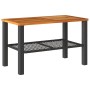 Mesa de jardín ratán sintético madera acacia negro 70x38x42 cm de , Mesas de jardín - Ref: Foro24-366270, Precio: 61,01 €, De...