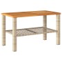 Mesa de jardín ratán sintético madera acacia beige 70x38x42 cm de , Mesas de jardín - Ref: Foro24-366272, Precio: 56,94 €, De...