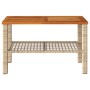 Mesa de jardín ratán sintético madera acacia beige 70x38x42 cm de , Mesas de jardín - Ref: Foro24-366272, Precio: 56,94 €, De...