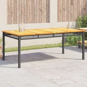 Mesa de jardín ratán sintético madera acacia negro 180x90x75 cm de , Mesas de jardín - Ref: Foro24-366279, Precio: 211,82 €, ...