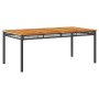 Mesa de jardín ratán sintético madera acacia negro 180x90x75 cm de , Mesas de jardín - Ref: Foro24-366279, Precio: 175,07 €, ...