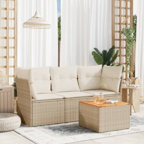 Juego de sofás jardín con cojines 4 pzas ratán sintético beige de , Conjuntos de jardín - Ref: Foro24-3255799, Precio: 273,35...