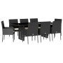 Set de comedor de jardín 9 pzas y cojines ratán sintético negro de , Conjuntos de jardín - Ref: Foro24-3213507, Precio: 594,5...