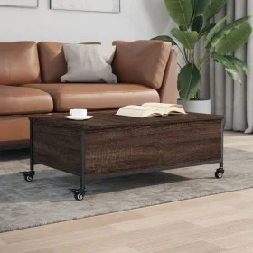 Brauner Couchtisch aus Holzwerkstoff mit Rollen, 91 x 55 x 34 cm von , Couchtisch - Ref: Foro24-842300, Preis: 66,59 €, Rabat...