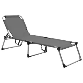 Tumbona senior extra alta plegable aluminio gris de vidaXL, Tumbonas - Ref: Foro24-47915, Precio: 170,54 €, Descuento: %